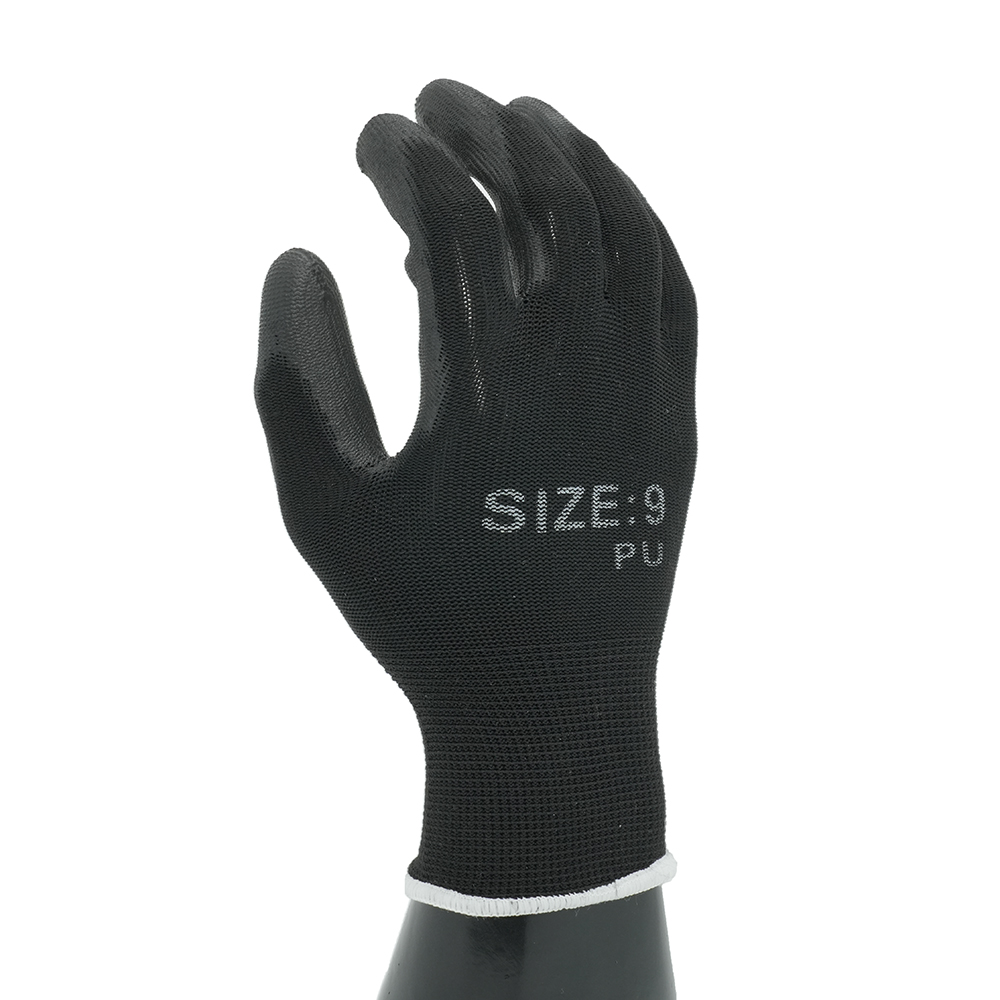 Black PU coated and wear-resistant gloves